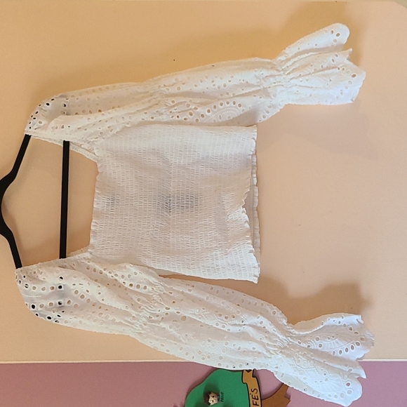 Smocked Blouse with eyelet sleeves - Picture 3 of 7